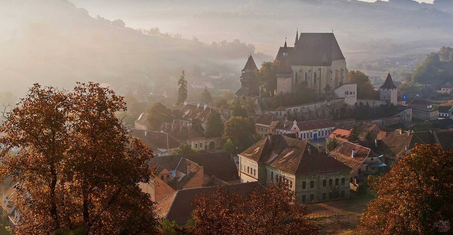 Biertan citadel in sunset