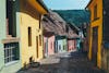 Street with coloured houses in Sighisoara