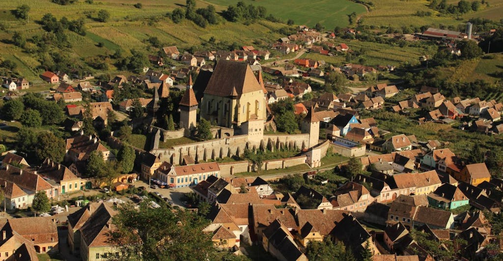Fortified church from Biertan in sunset