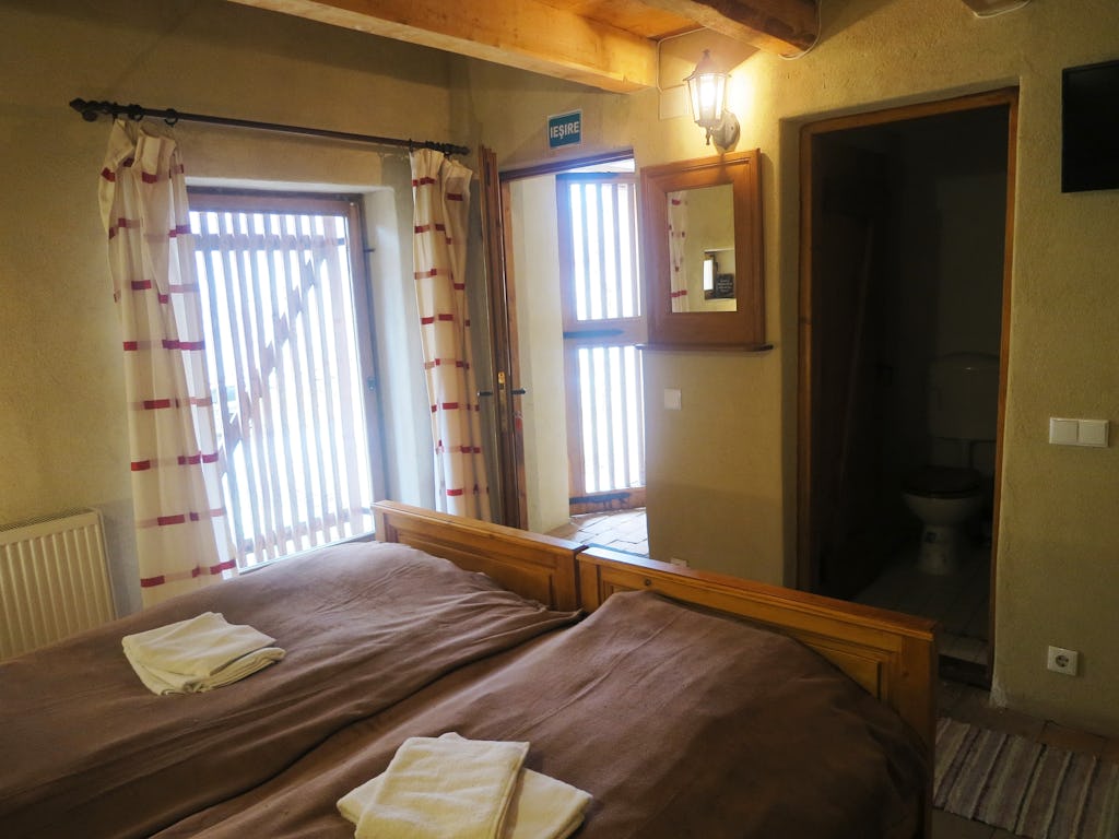 Two beds and access to the room
