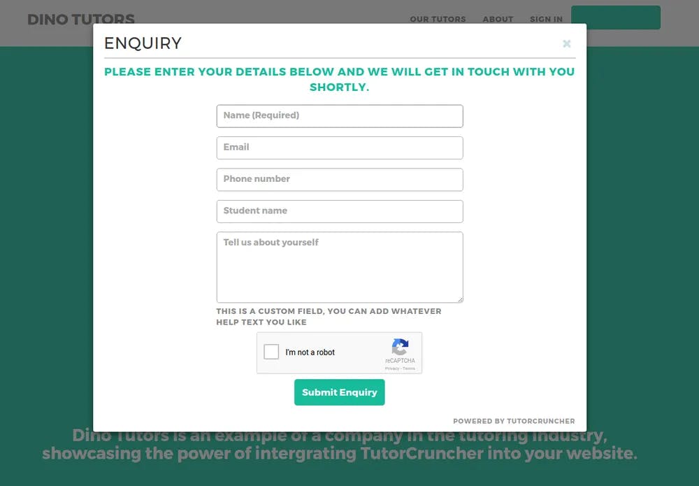 Embed an enquiry form to encourage clients to contact you.