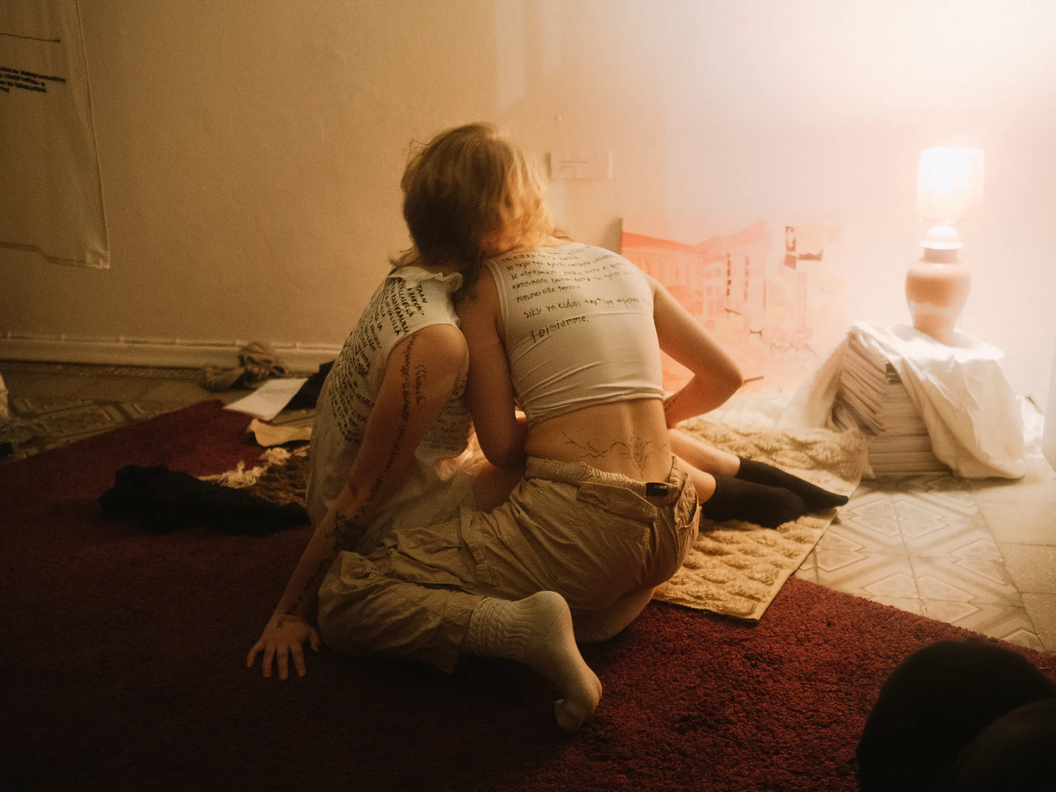 lovers leaning into each other