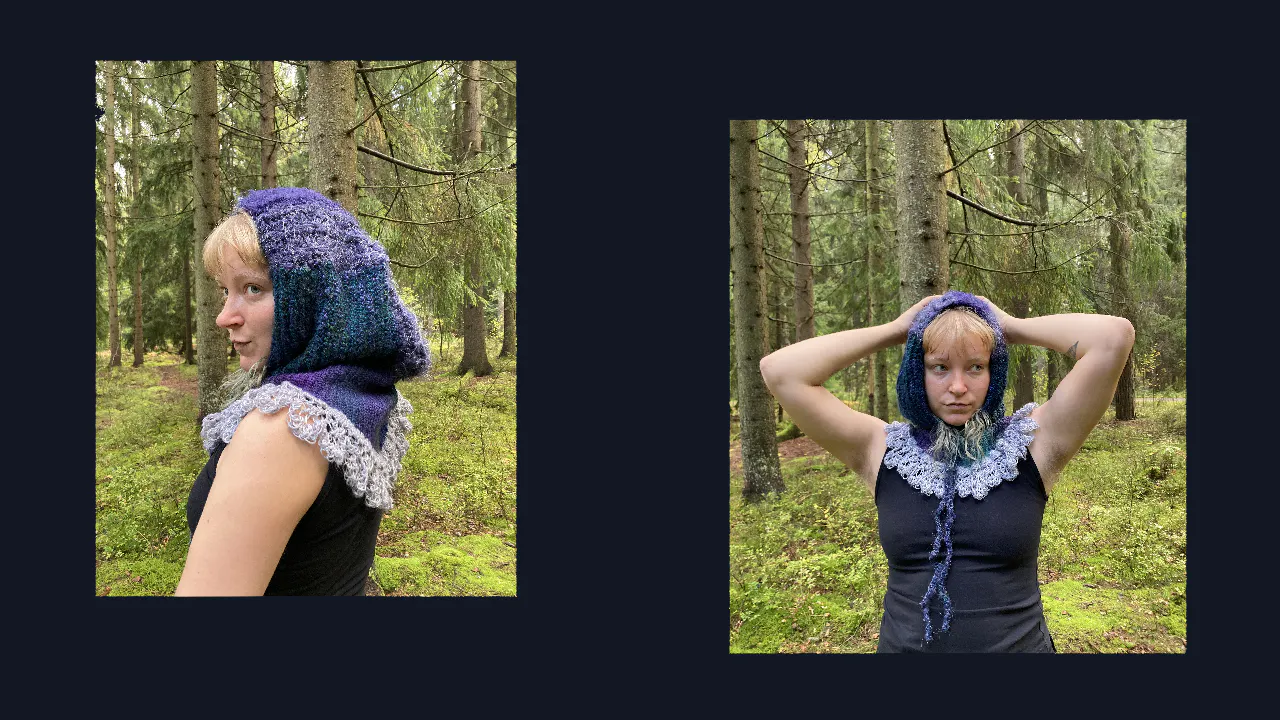 hood with ruffles