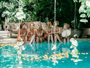 Luxurious spa party by the pool at Goldust Spa Bali