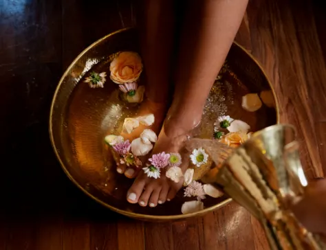 Luxurious footbath at Goldust Spa