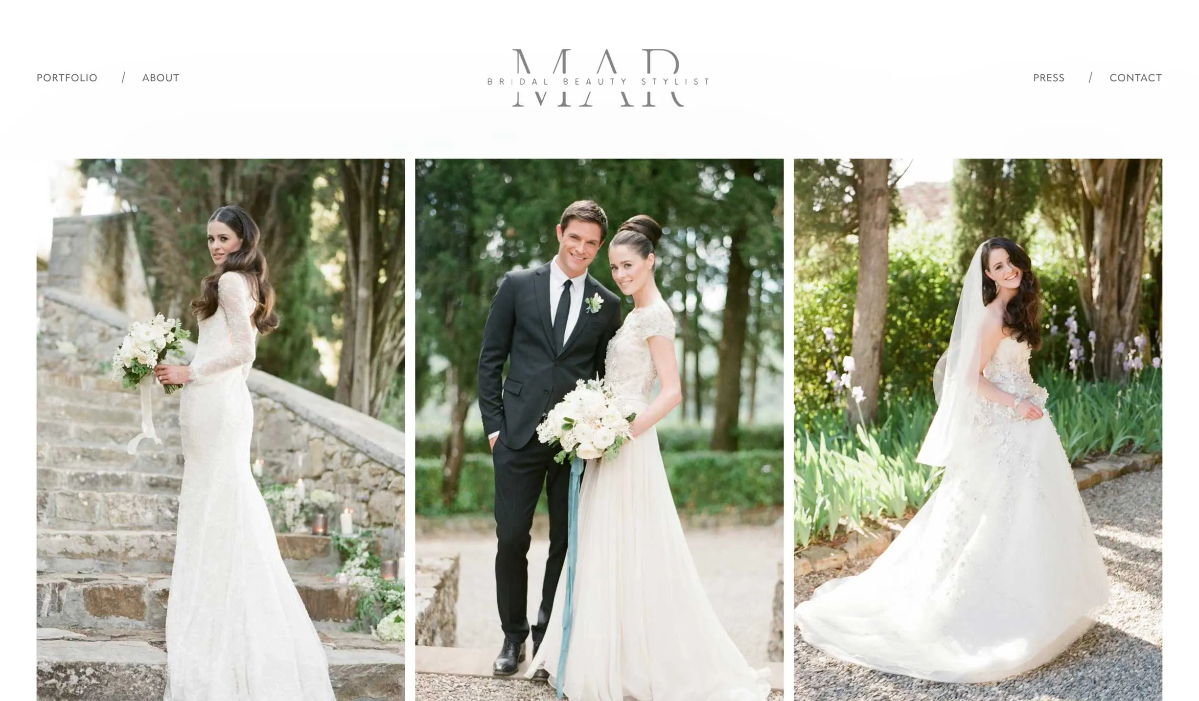 website design for a bridal beauty stylist