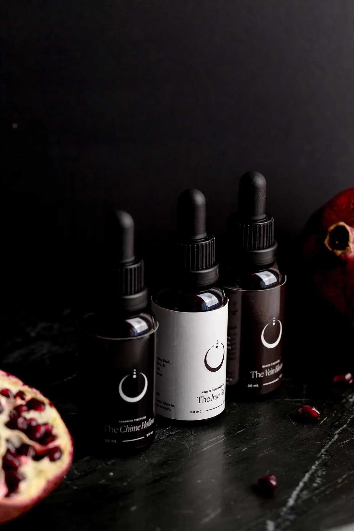 label design set against a dark background