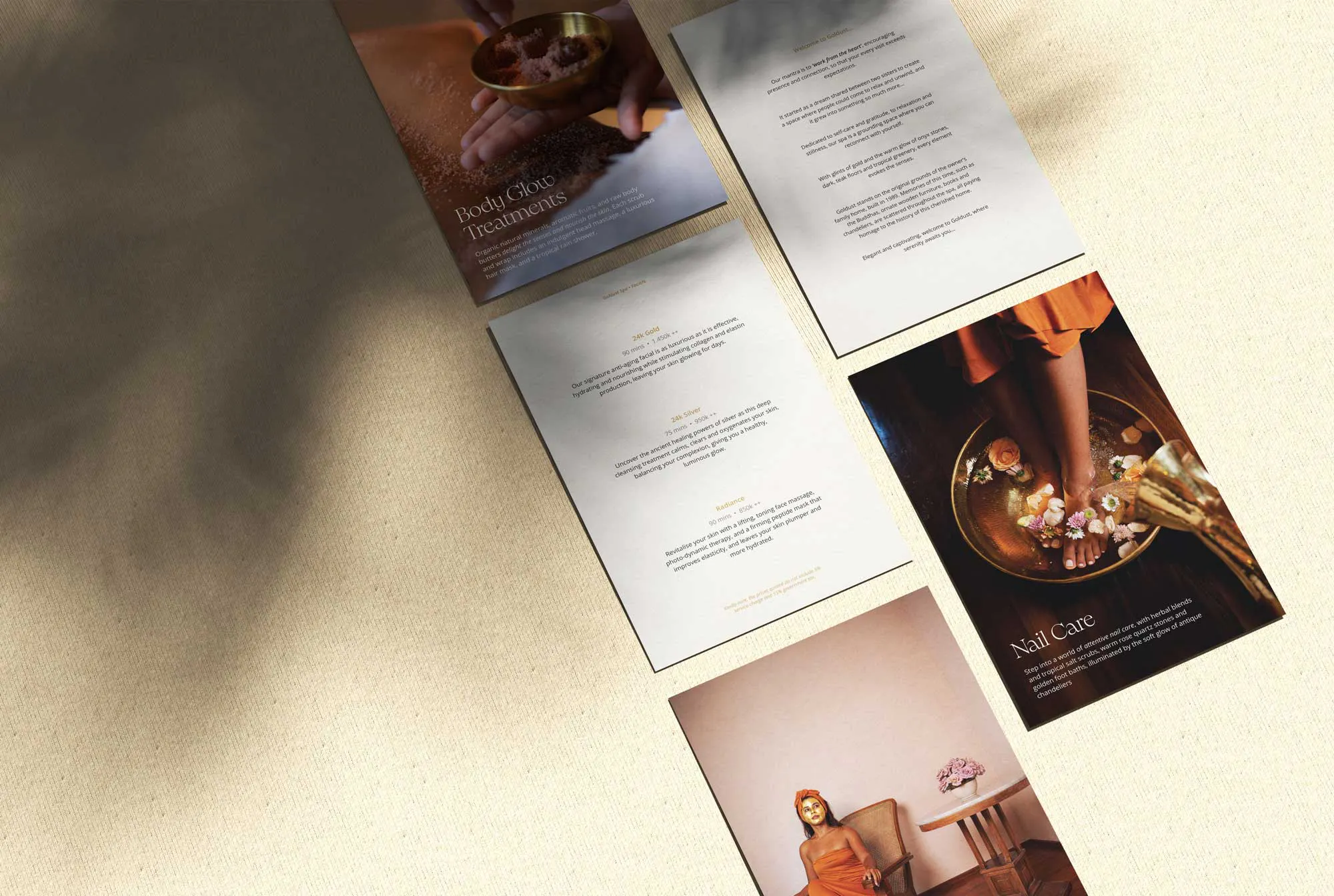 menu design for a luxury spa