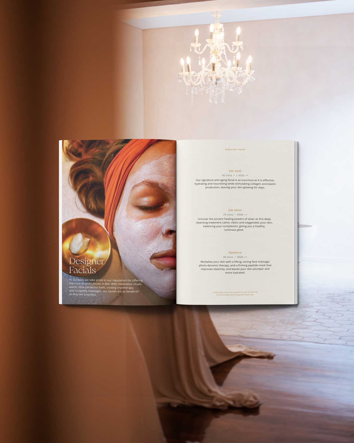 menu design for a luxury spa