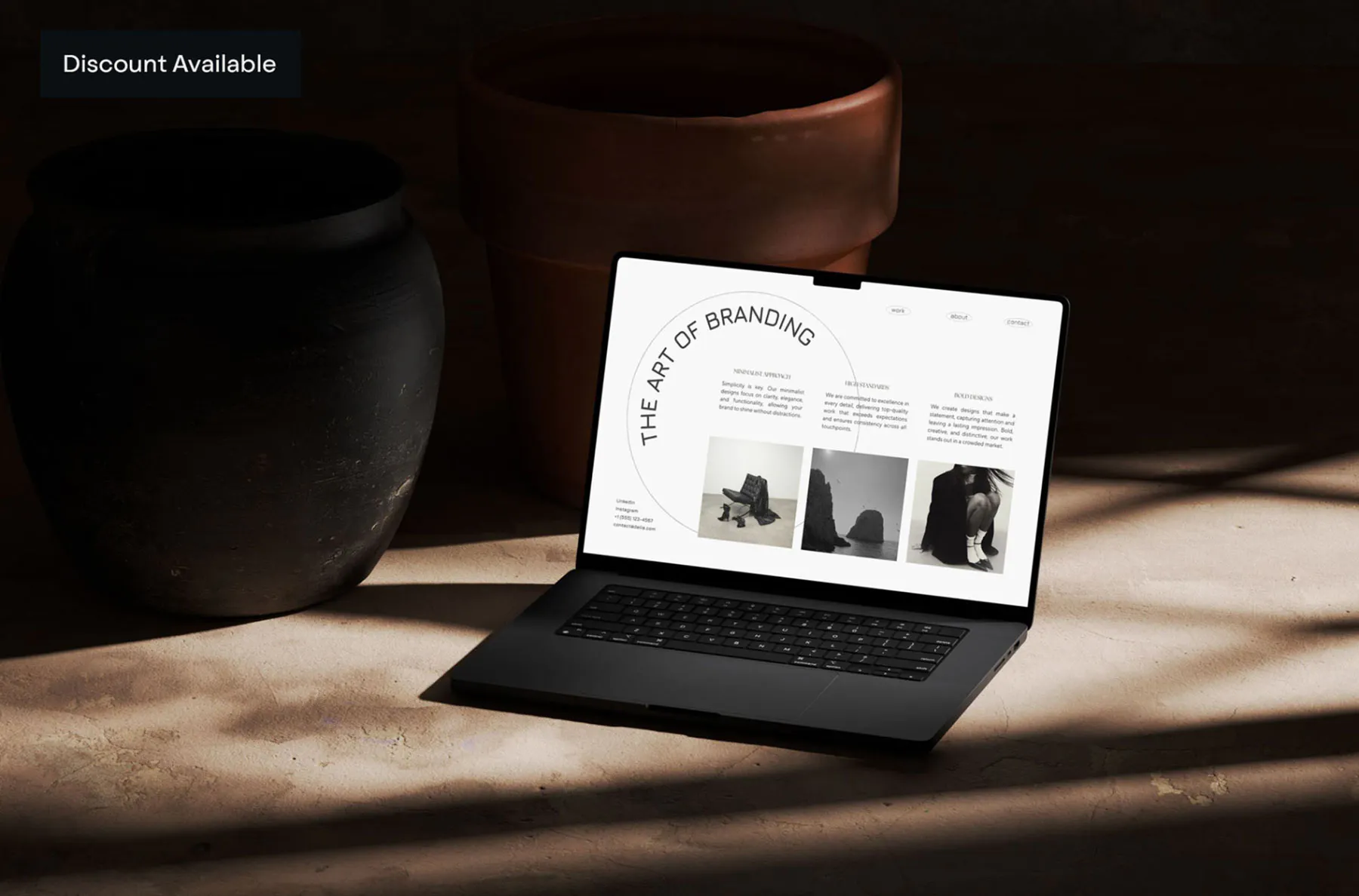 bold and dark laptop mockup