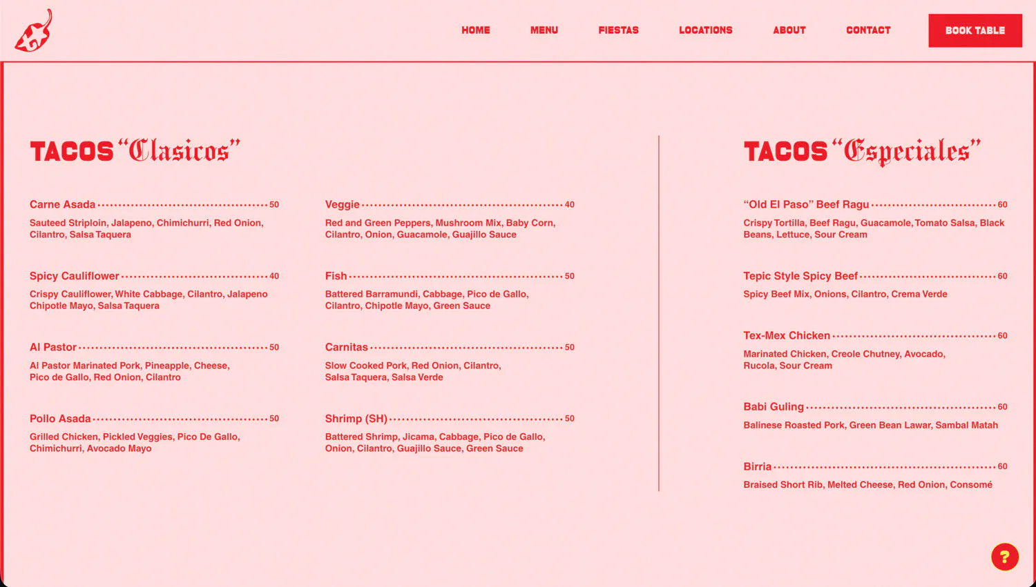 menu page design for mexican restaurant