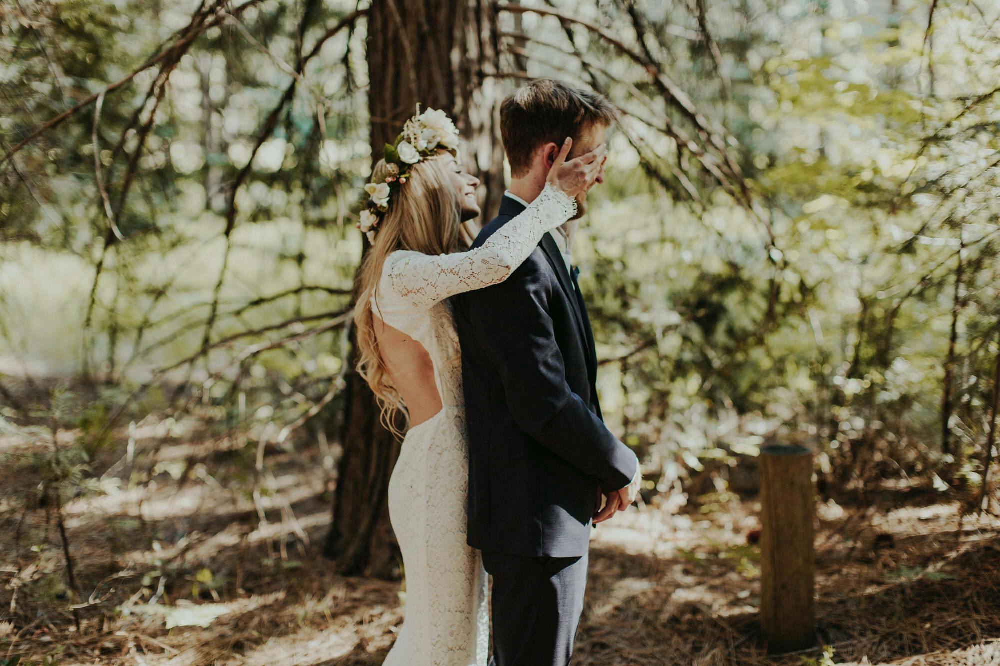 cute couple having first look 