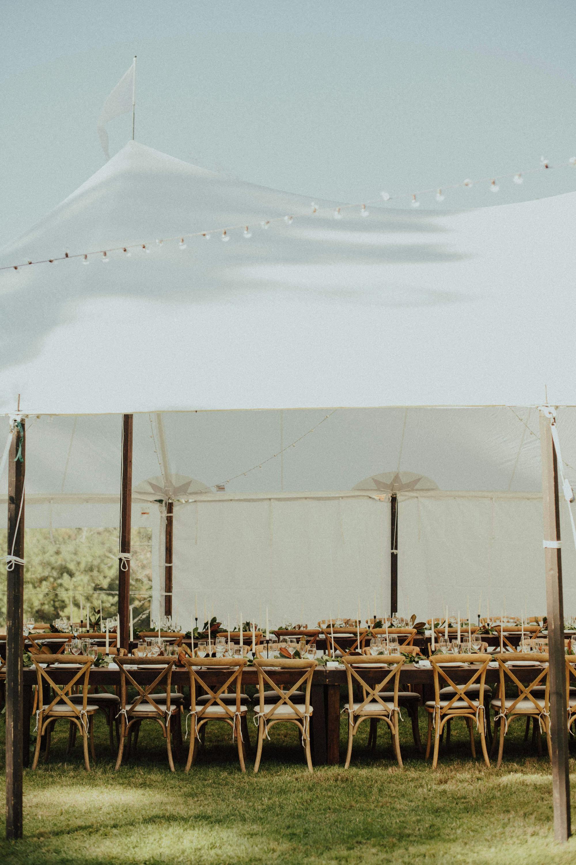 tented rehearsal dinner at wedding 