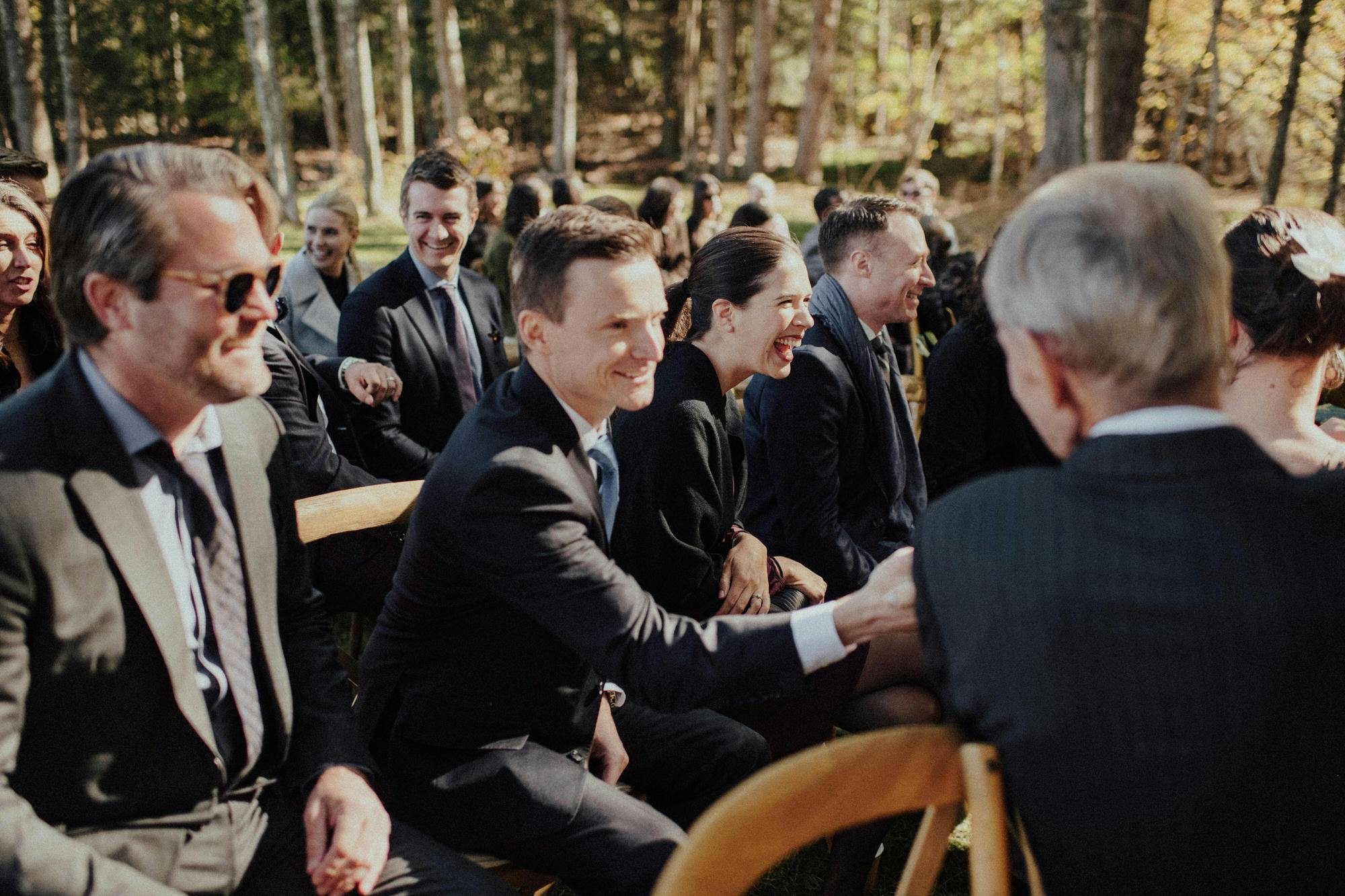 candid shots of guests at wedding in catskills