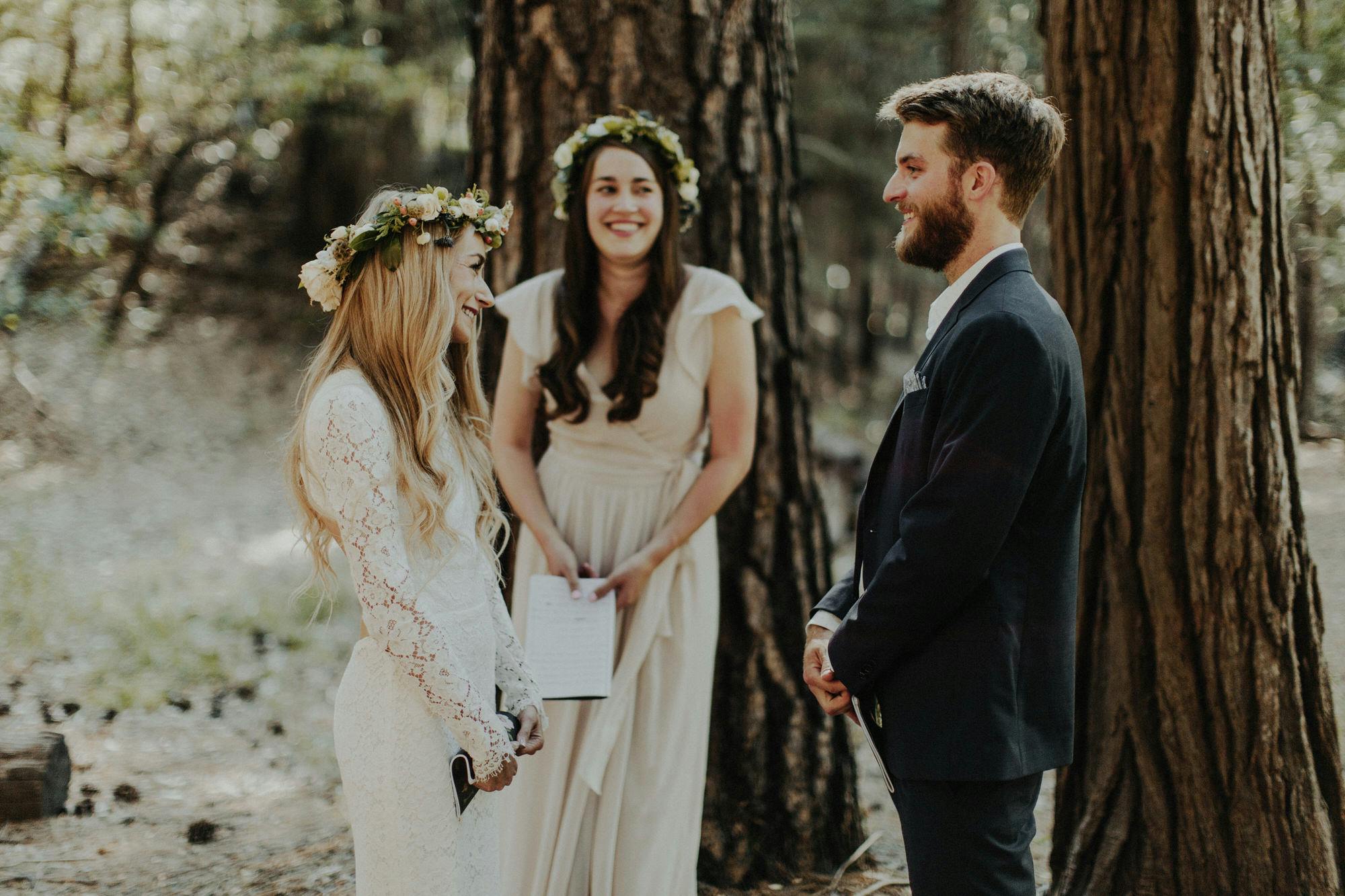 small wedding in the woods