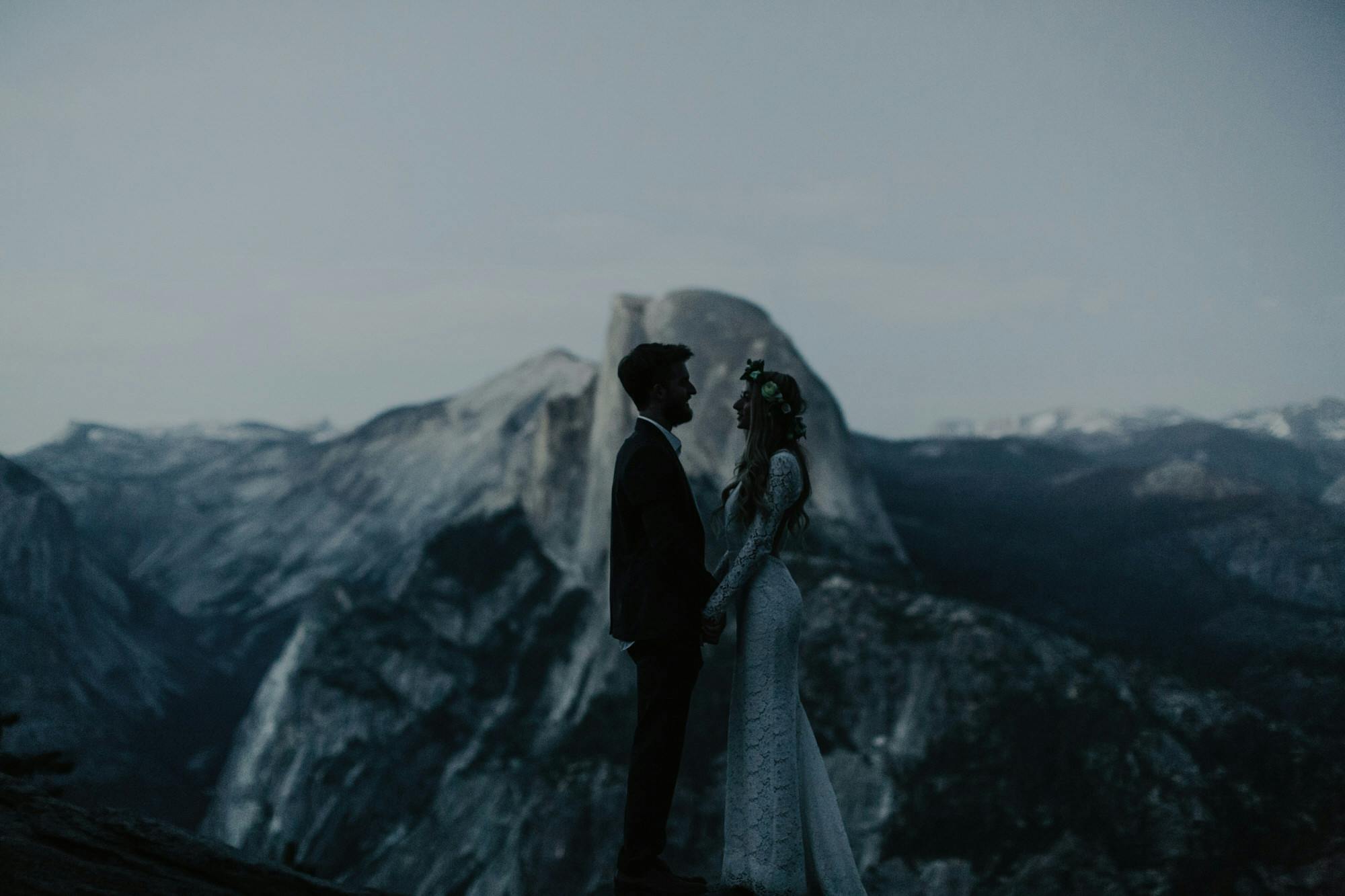 dark and moody pictures from yosemite wedding