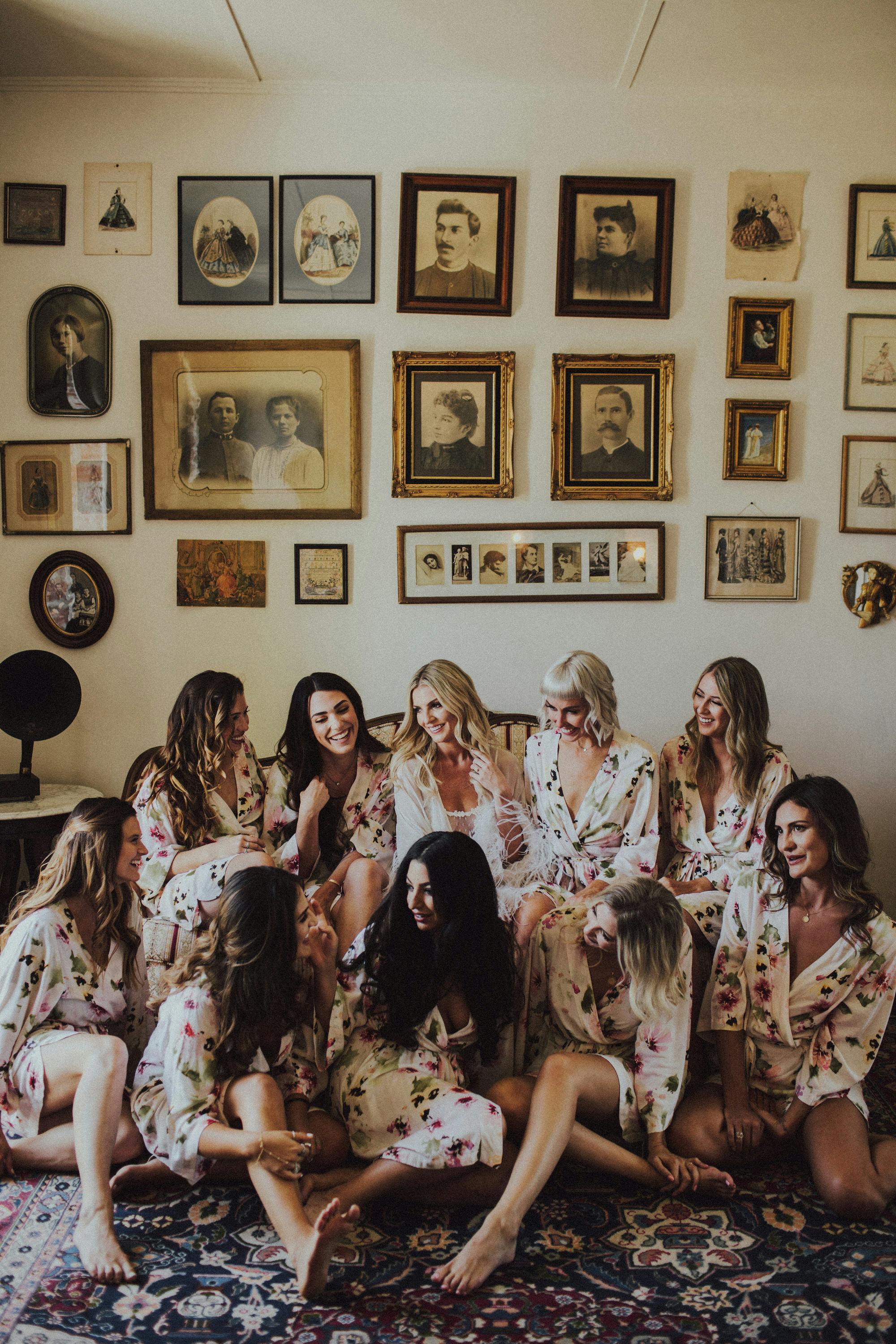 bridesmaids candidly laughing at los alamos venue