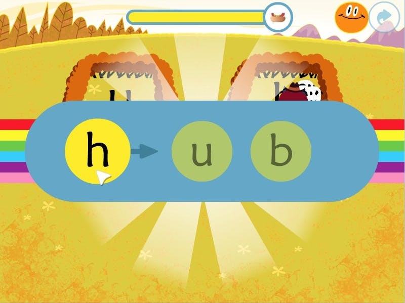 screenshot of teach your monster to read instructing students in blending