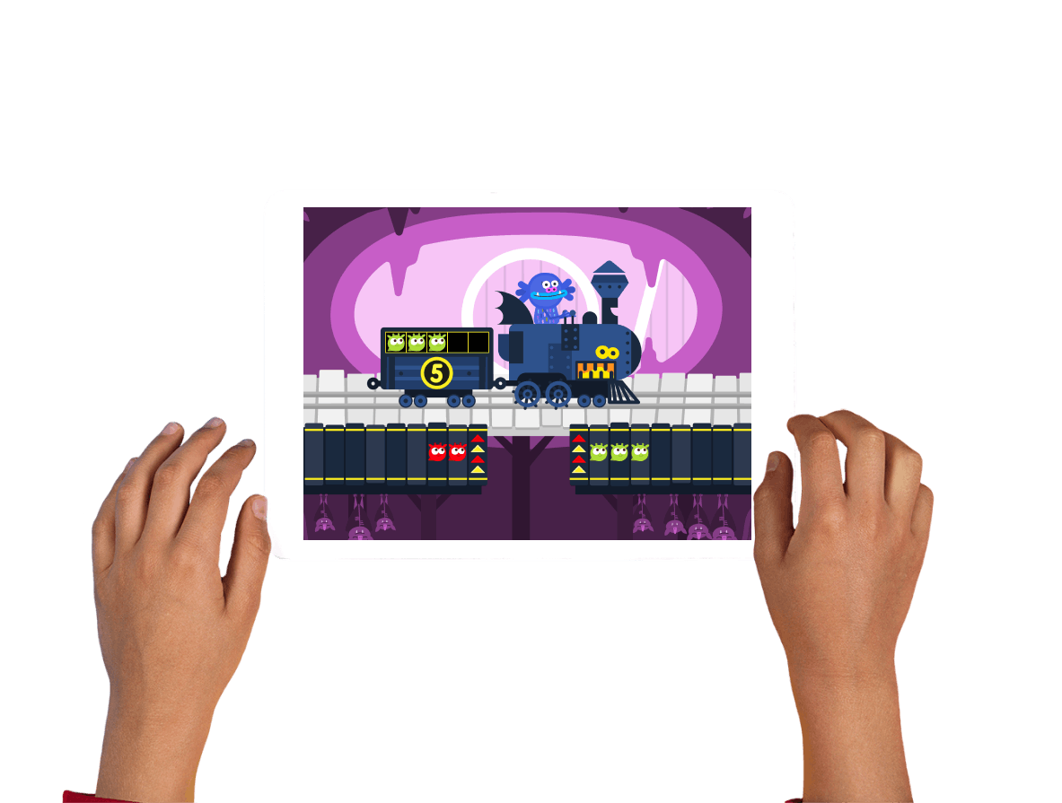 Child playing the educational game Number Skills on an iPad