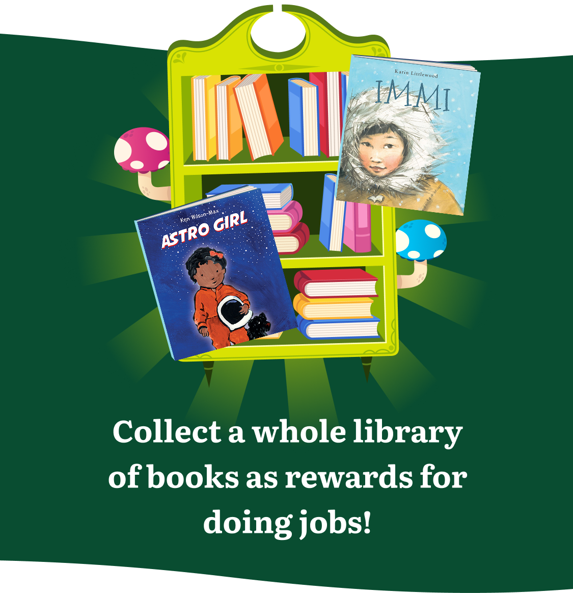 Collect a library of books as rewards