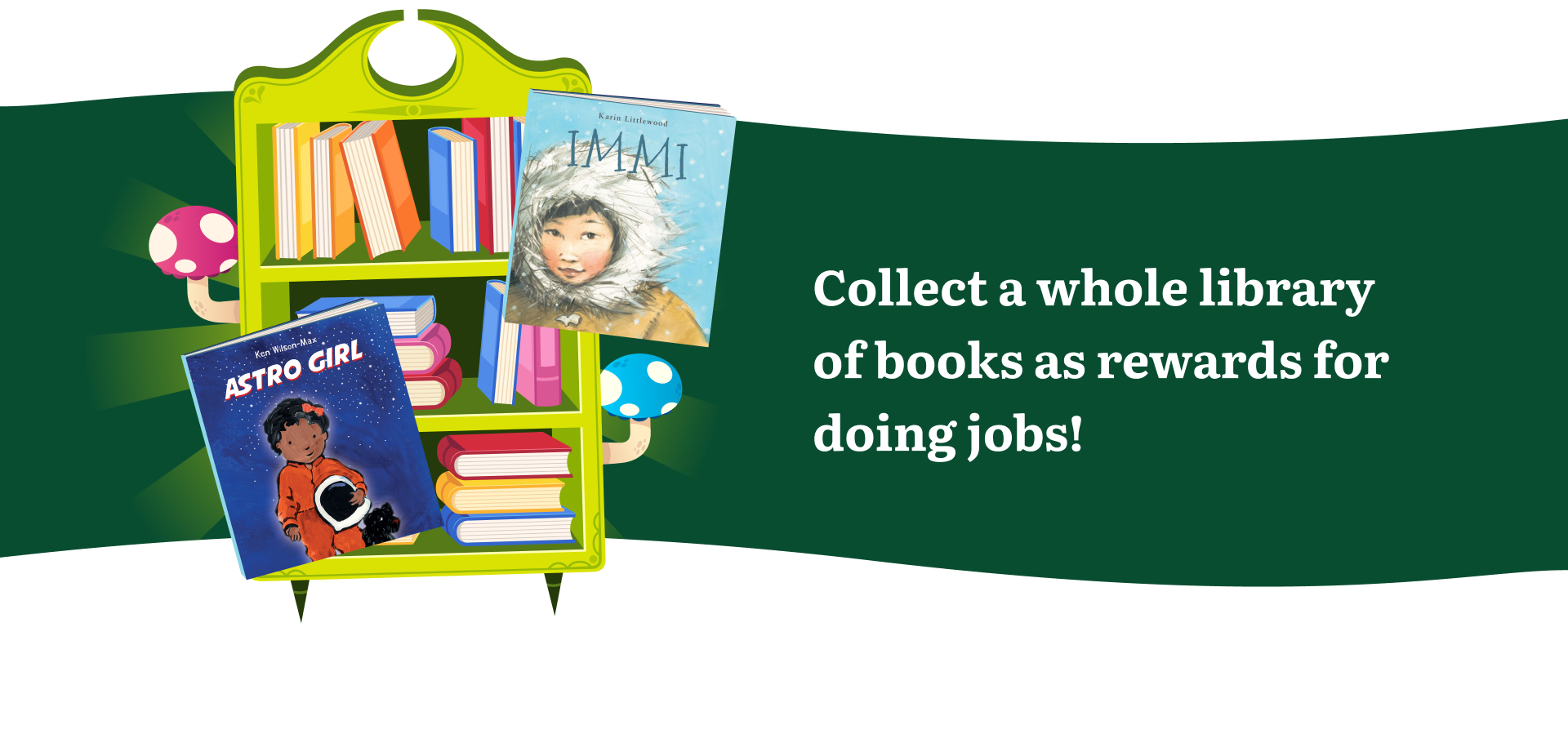 Collect a library of books as rewards