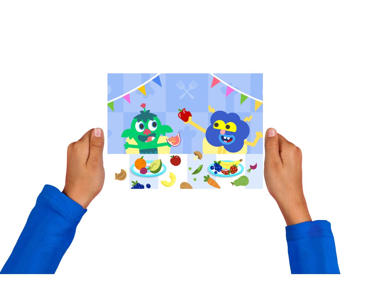 Child playing the educational game Adventurous Eating on an iPad