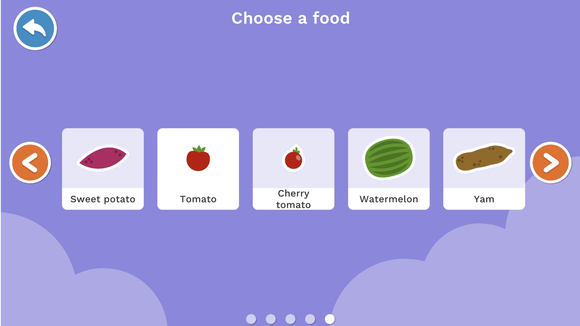 Choosing tomato in Practice Mode