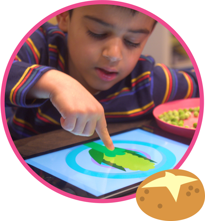 A child playing Adventurous Eating on an iPad