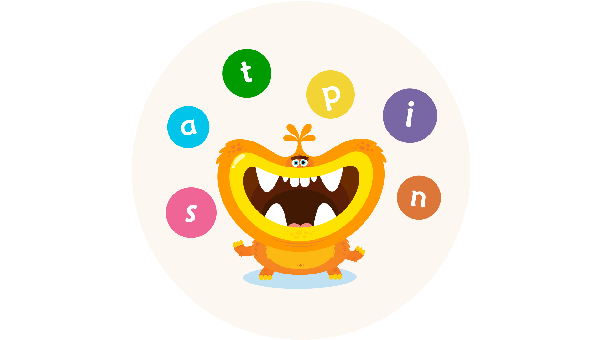 A monster juggling some graphemes