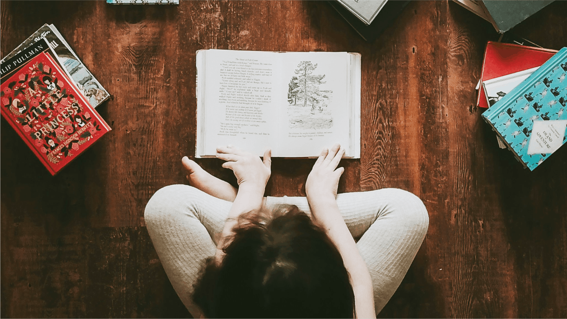 A child reading a spooky story