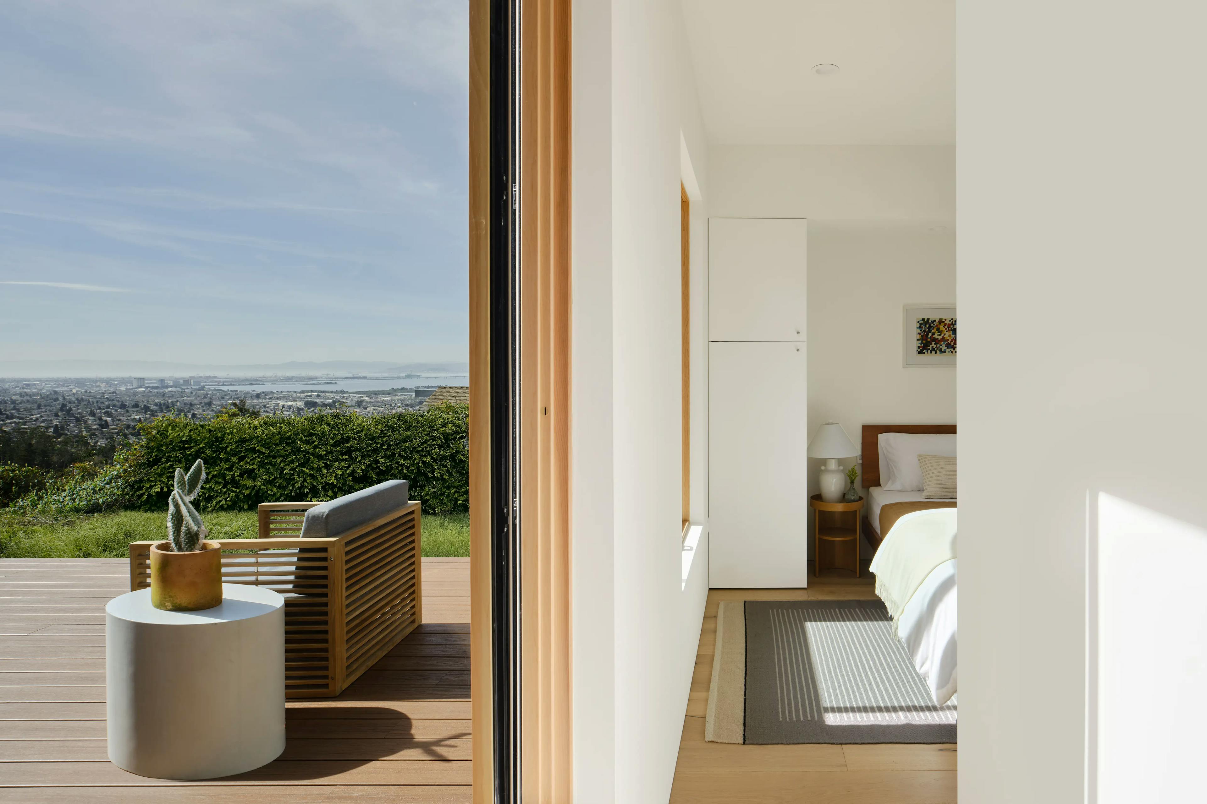 Exterior and interior shot of a one-bedroom Type Five ADU