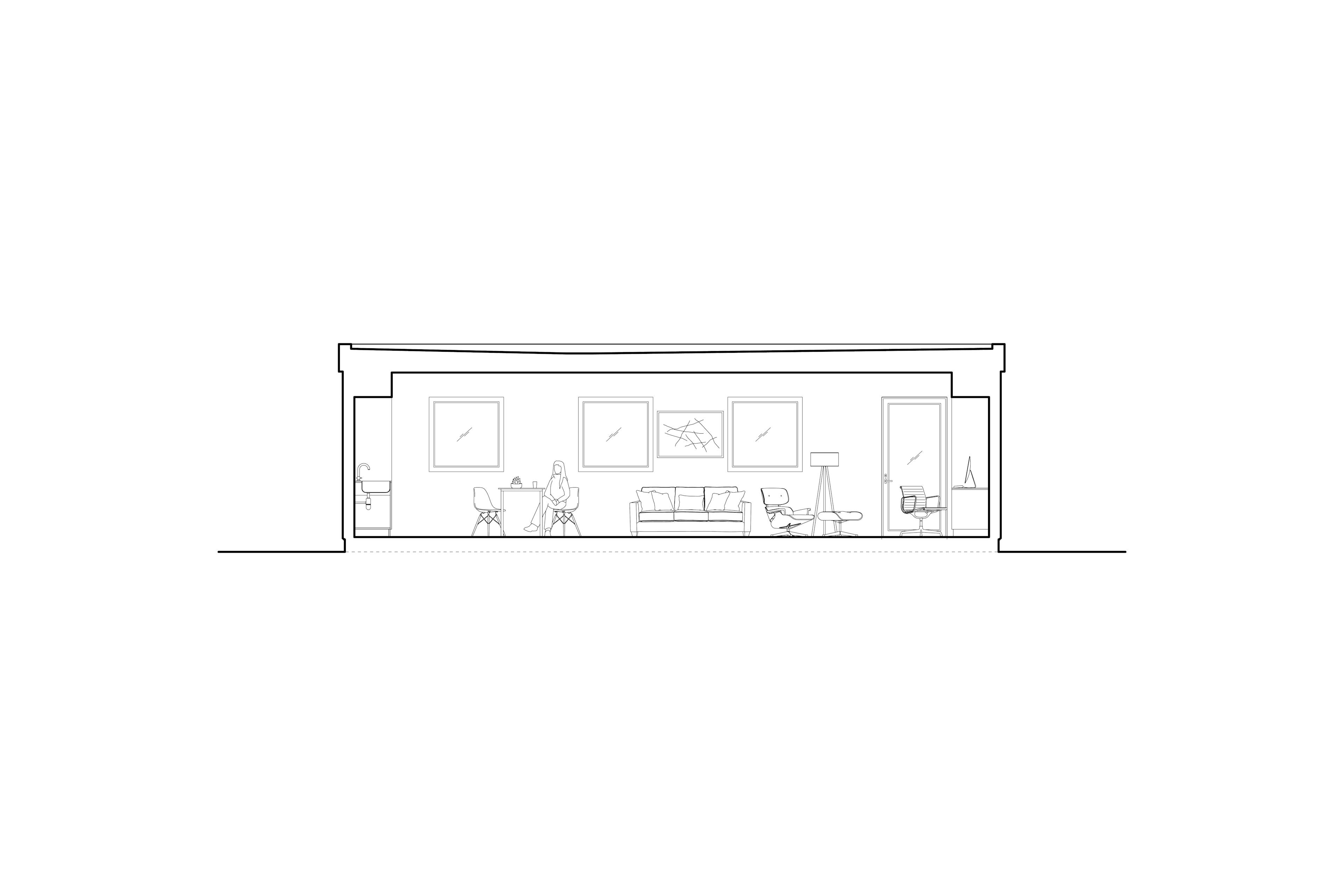 Architectural section drawing of a Type Five ADU