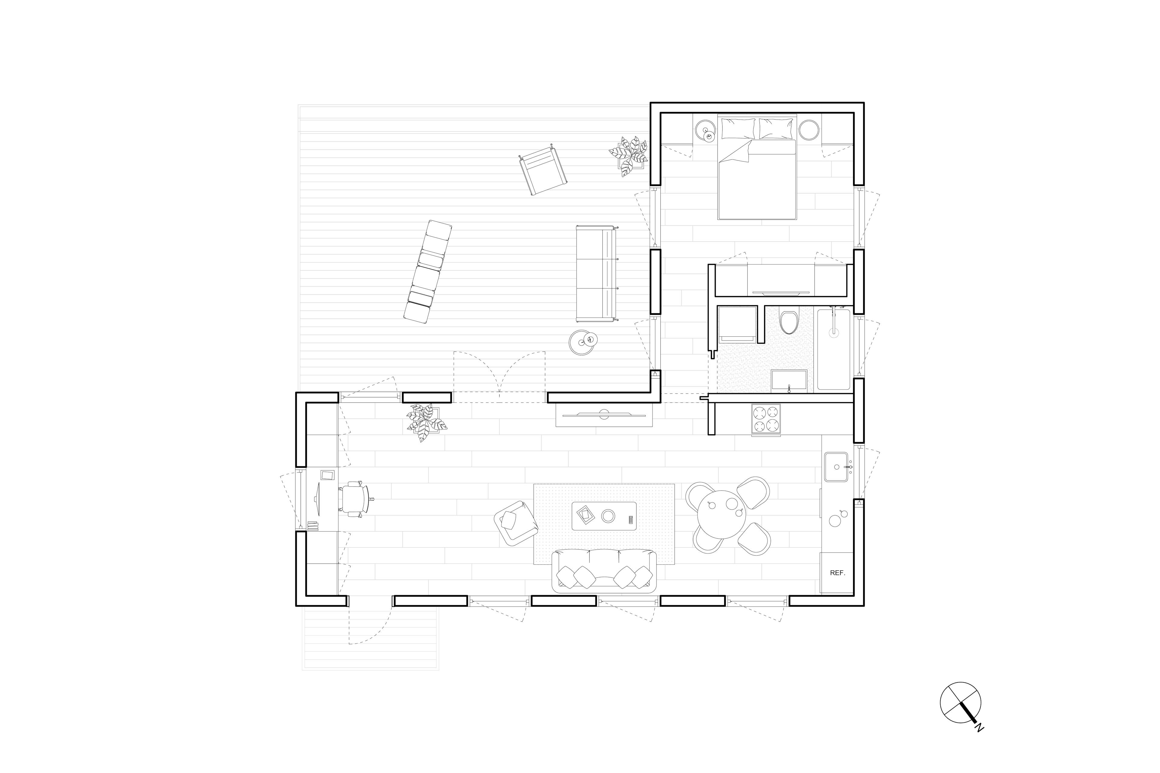 Architectural plan drawing of a Type Five ADU