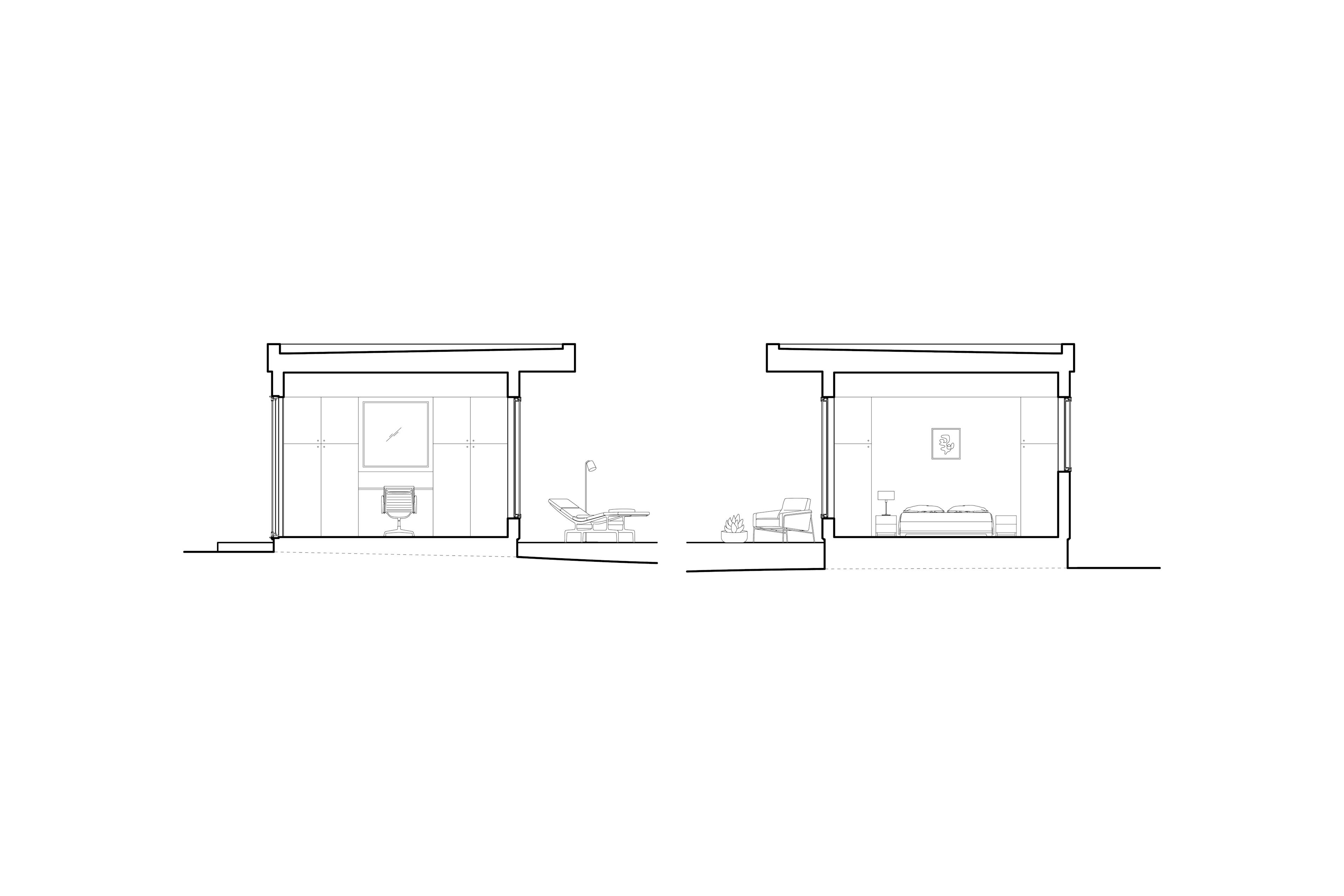Architectural section drawings of a Type Five ADU