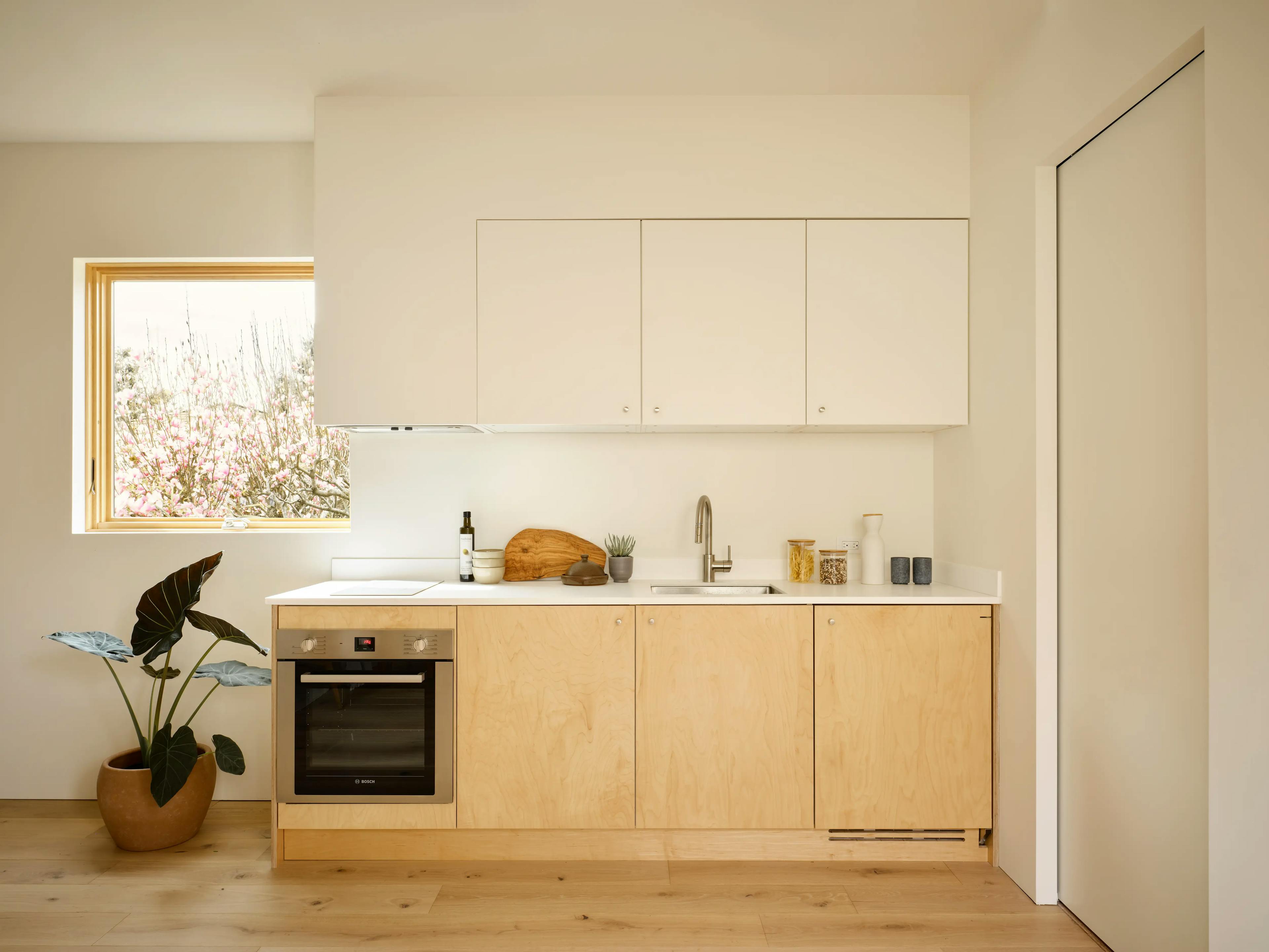 Interior shot of the kitchen in a Type Five ADU