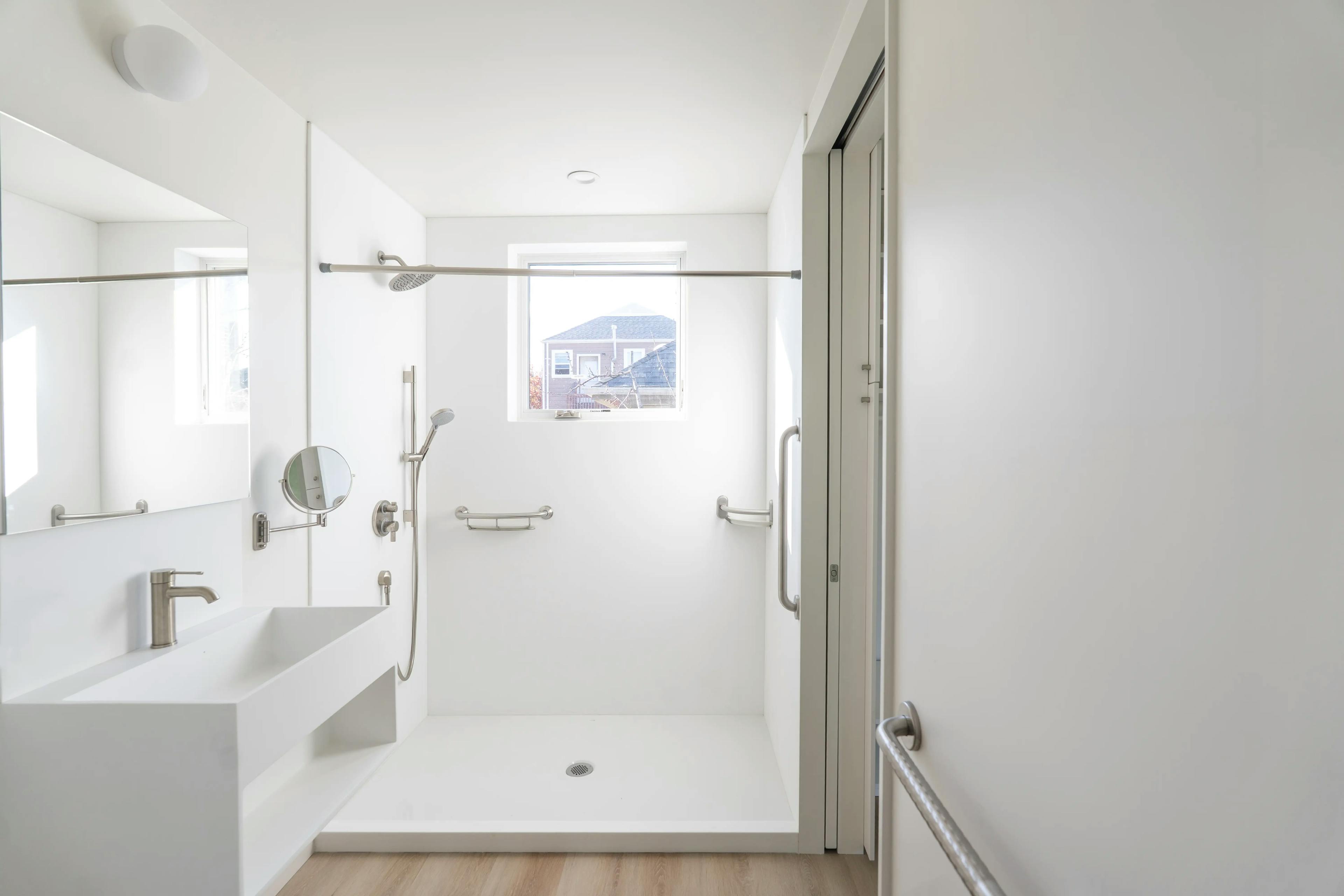 Interior shot of a Type Five ADU bathroom