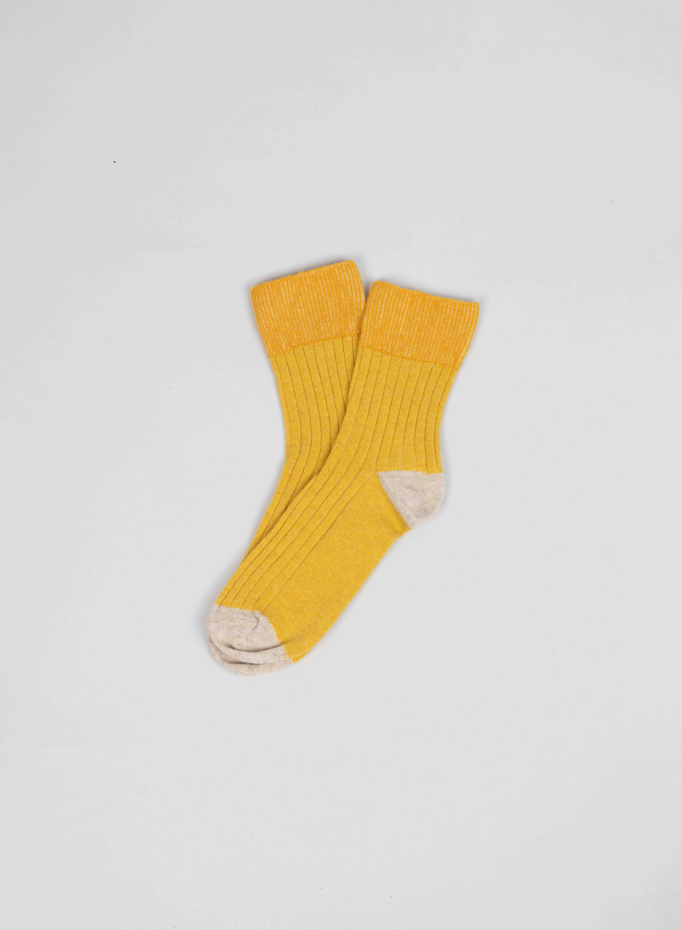 chaussette Jaune en laine recyclée made in france