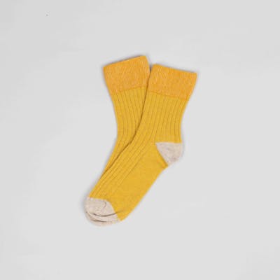 chaussette Jaune en laine recyclée made in france