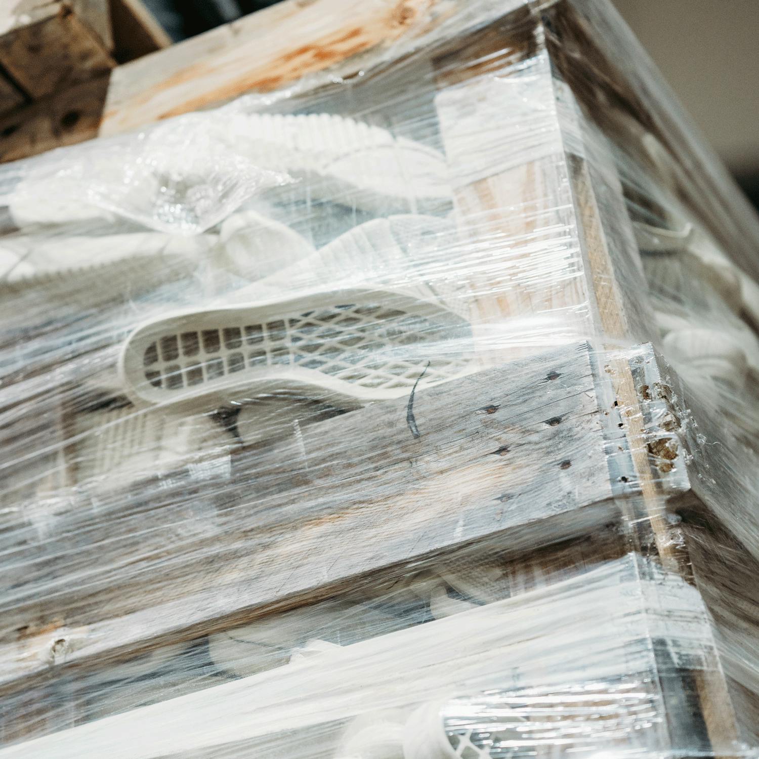 Semelles de baskets prêtes à être recyclées