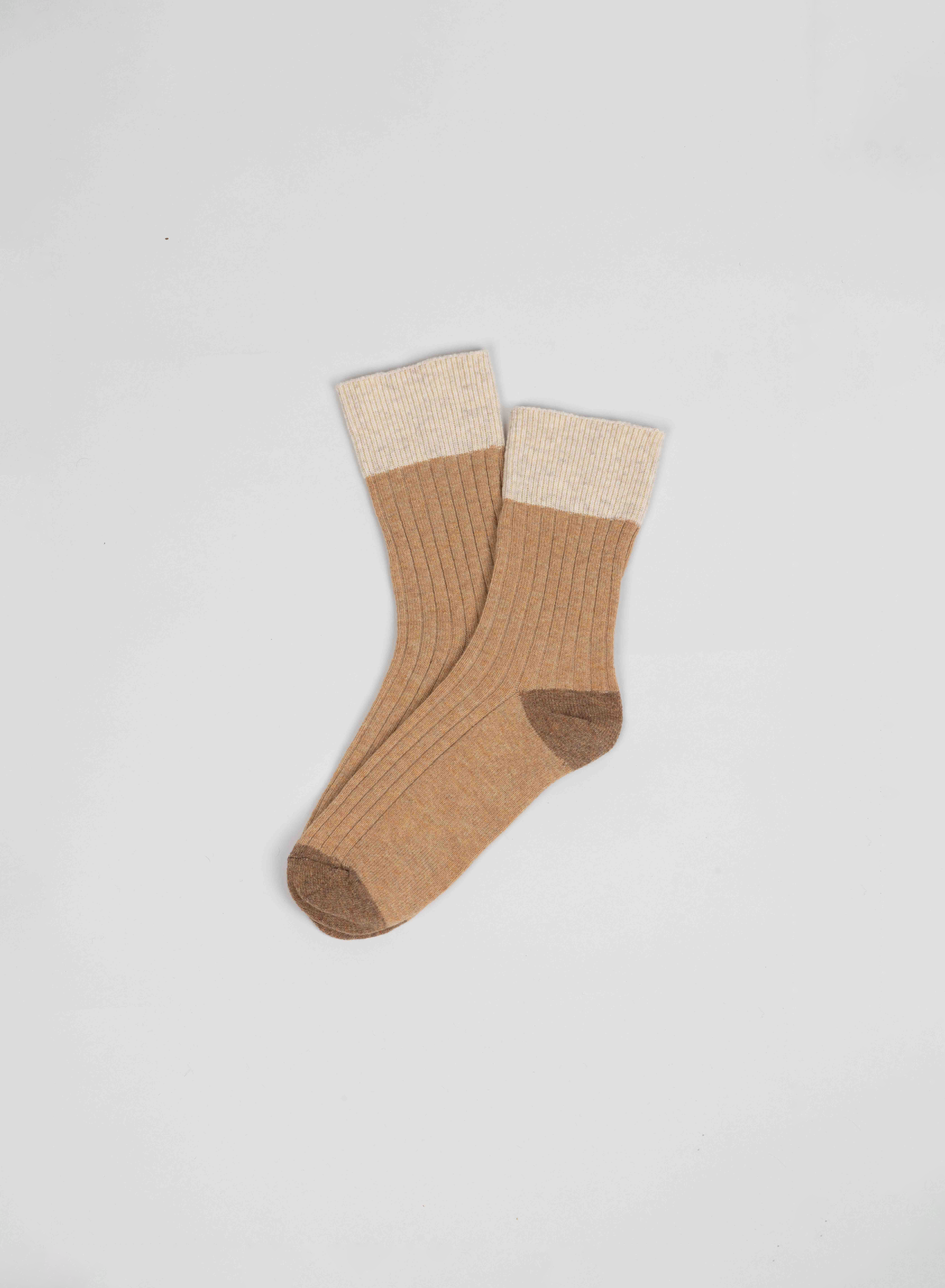 chaussette Beige en laine recyclée made in france