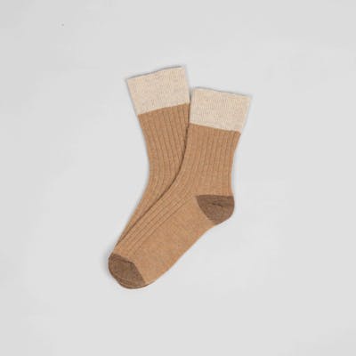 chaussette Beige en laine recyclée made in france