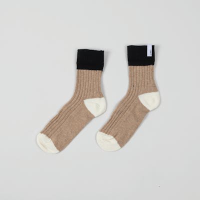 chaussette Beige en laine recyclée made in france