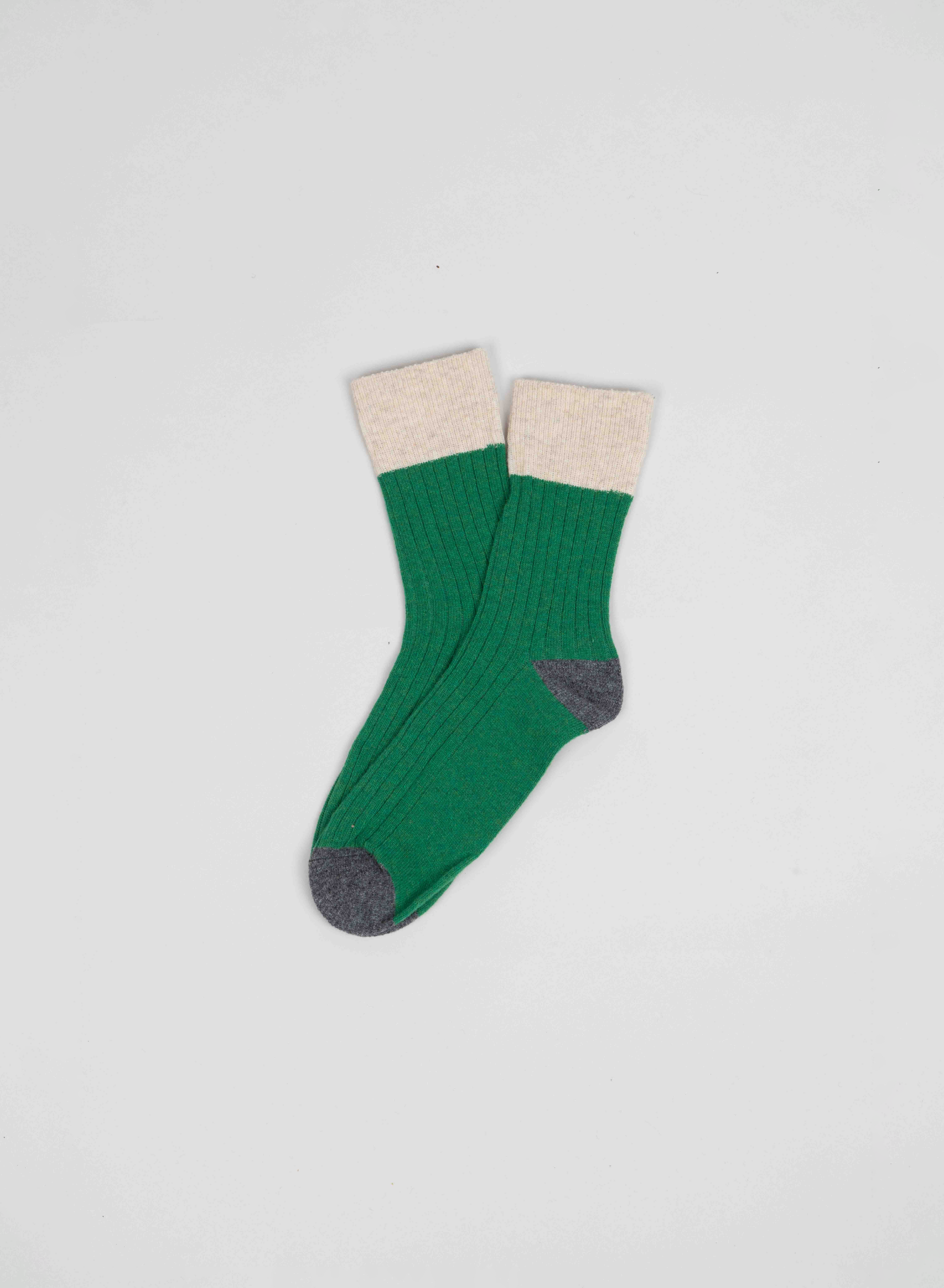 chaussette Vert en laine recyclée made in france