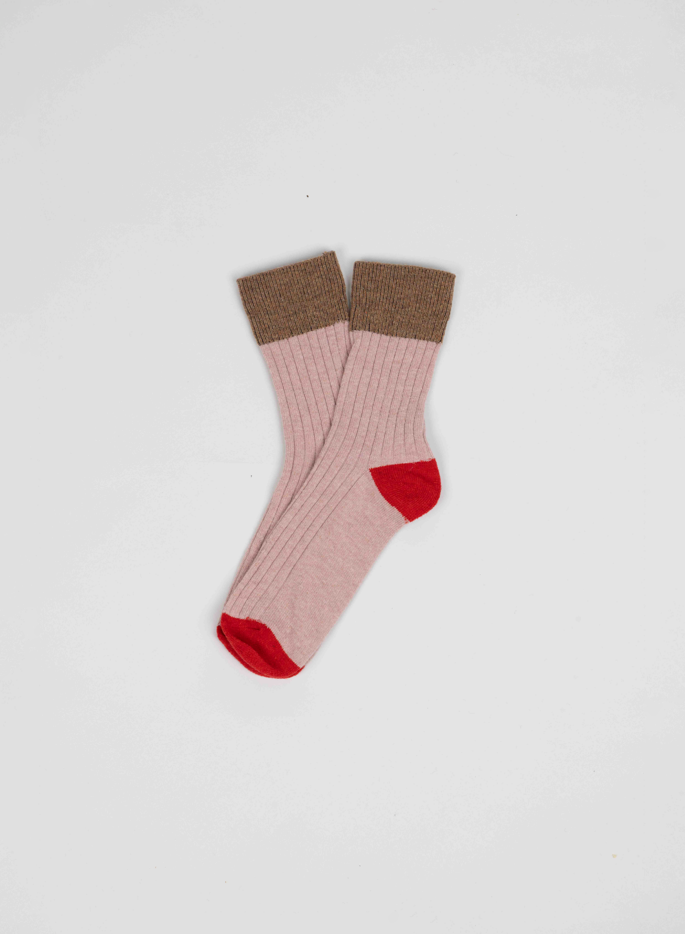 chaussette Rose en laine recyclée made in france