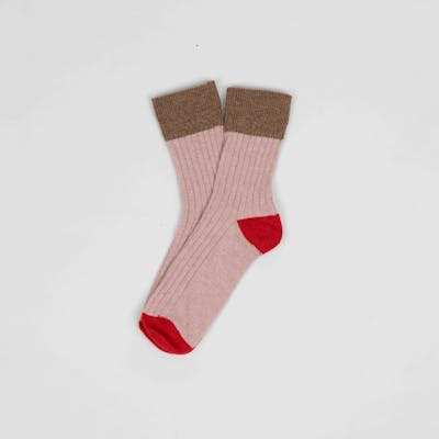 chaussette Rose en laine recyclée made in france