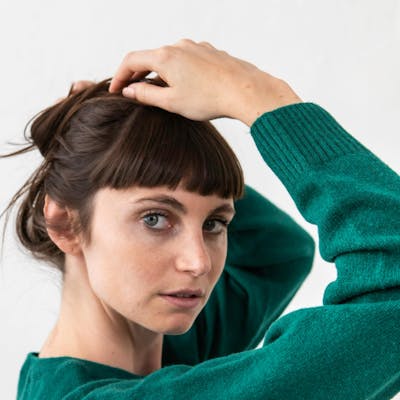 Pull femme en laine merinos recyclé - vert - vue 3