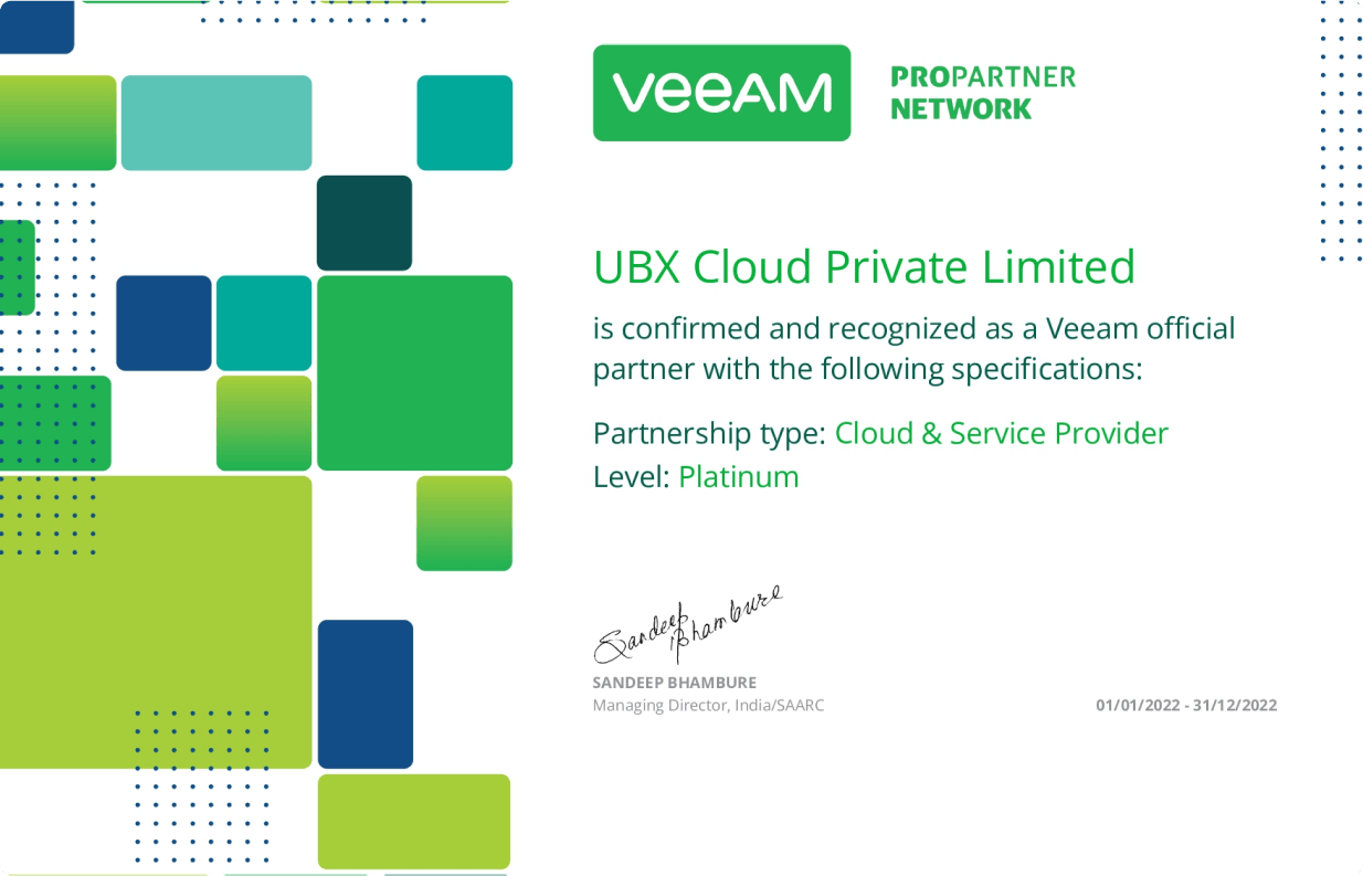 Veeam affiliation certificate image
