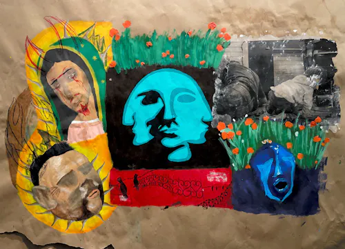 Maldiciones Generacionales ; Photo-transfer, Acyrlic Paint on paper