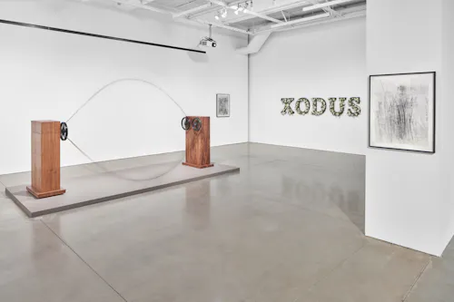 Installation view of the artists MFA Thesis Exhibition, 2023. New Wight Gallery, The Broad Art Center, UCLA. 