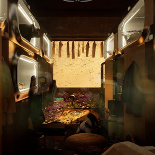 This 30 seconds video. Retrospective X-capsule,  expresses an integrative environment between the different cultures, characters, elements fused together representing an equal, sustainable habitat where things are managed at a smaller scale. Interspaced with mixed reality of wilderness traditions and technology to re-imagine the future of living which is made more habitable by collaborating an environment of Human, Machine and Nature,A Hybrid ecology.